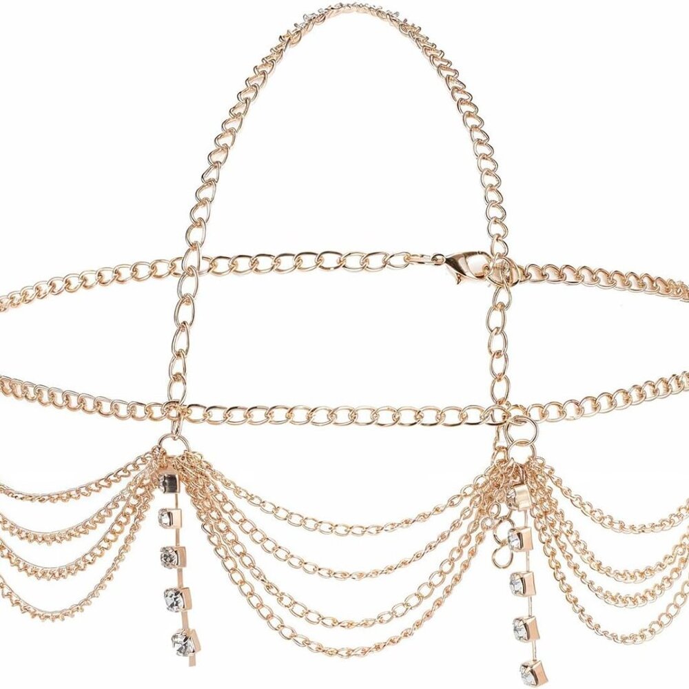 Gold Hair Chain Headpiece for Bride Wedding Elegant Head Chain Jewelry for Women